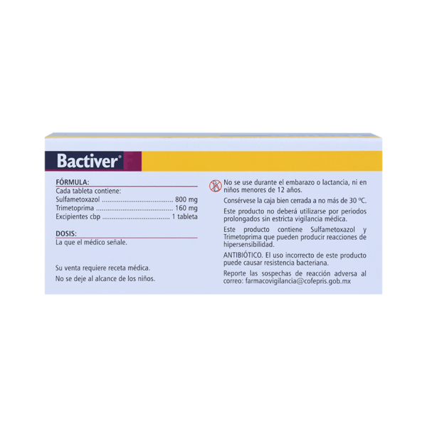 BACTIVER TRIMETOPRIMA/SULFAMETOXAZOL 14TABS - Imagen 2